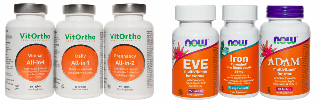 A selection of VitOrtho and NOW products