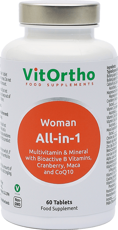 Woman All-in-1 multivitamins and minerals PMS or Premenstrual vitamins and food supplements